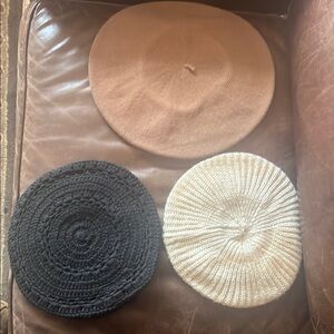 FREE PEOPLE Tan and Black Beret Collection